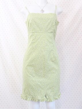 Express Light Green Floral Spaghetti Strap Mini Dress